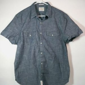 Mens Lucky Brand Classic Fit Denim Pearl Snap Short Sleeve Button Up Shirt Large